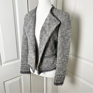 Banana Republic Edgy Metallic Stud Italian Fabric Tweed Jacket - Gray - Size 2